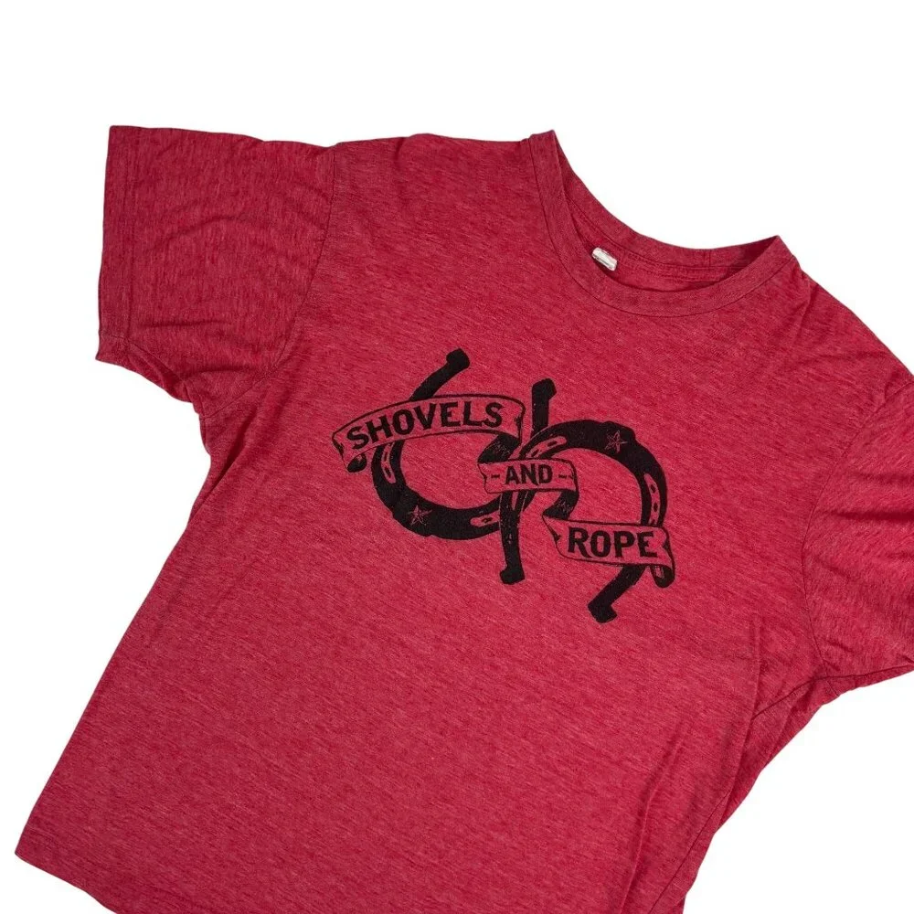 Shovels And Rope Shirt Size Large Red Black Horseshoes Band Tee - Picture 3 of 8